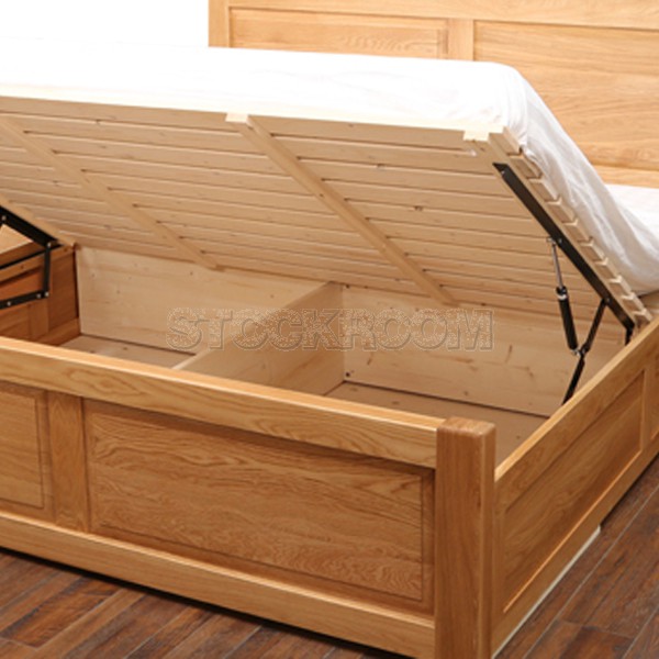 Sansa Solid Oak Wood Bed Frame with Storage