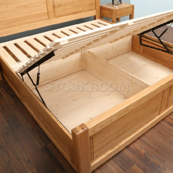 Sansa Solid Oak Wood Bed Frame with Storage