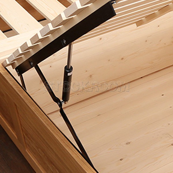 Sansa Solid Oak Wood Bed Frame with Storage
