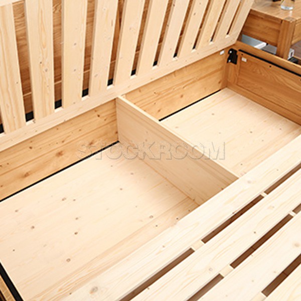 Sansa Solid Oak Wood Bed Frame with Storage