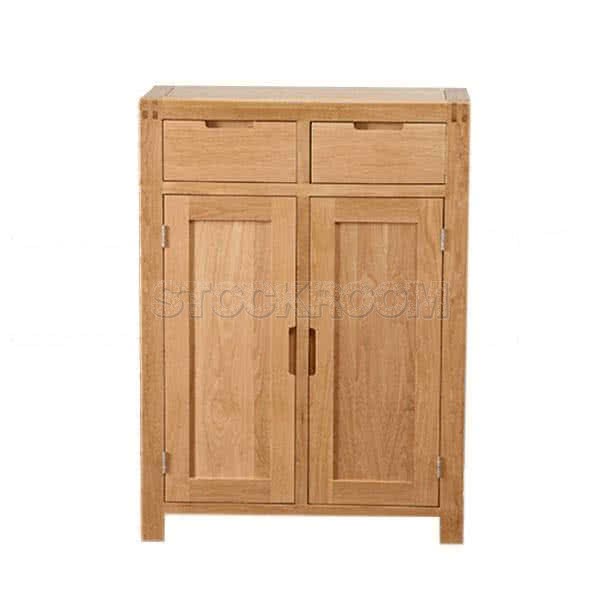 Snelson Solid Oak Wood Shoe Cabinet and Storage Unit