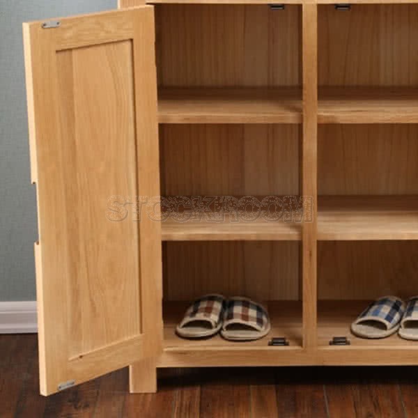 Snelson Solid Oak Wood Shoe Cabinet and Storage Unit