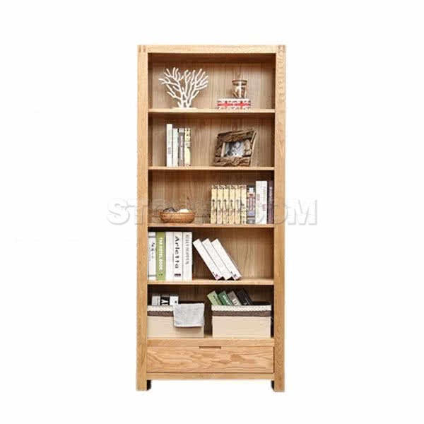 Carson Solid Oak Wood Shelf and Storage Unit