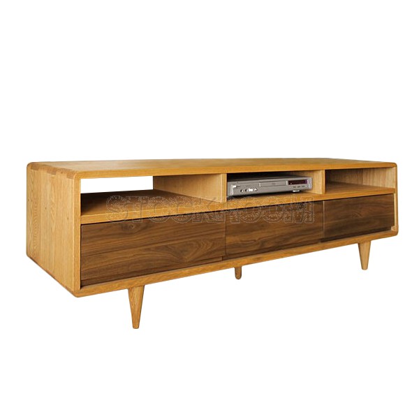 Solomon Solid Oak Wood TV Cabinet and Media Console