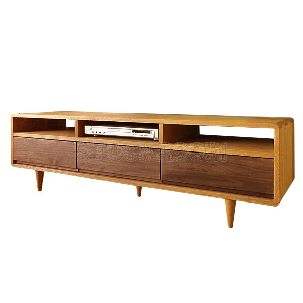 Solomon Solid Oak Wood TV Cabinet and Media Console