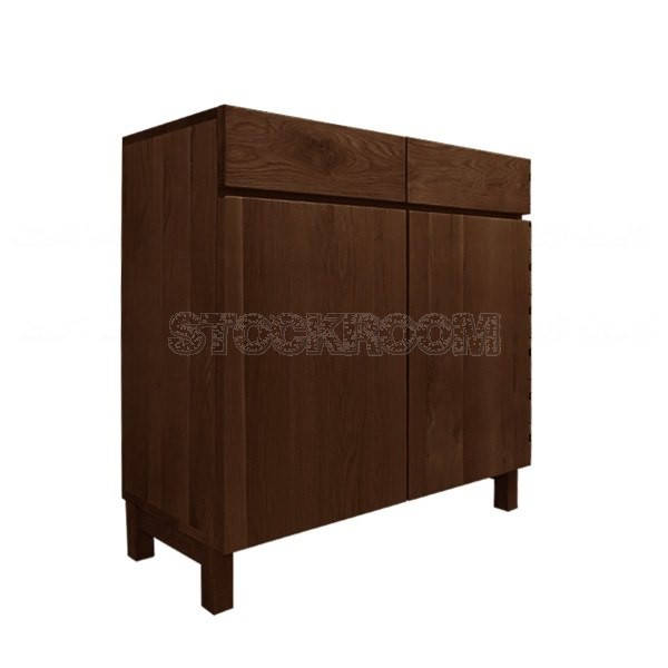 Nate Solid Oak Wood Storage Cabinet and Console - Walnut Finish
