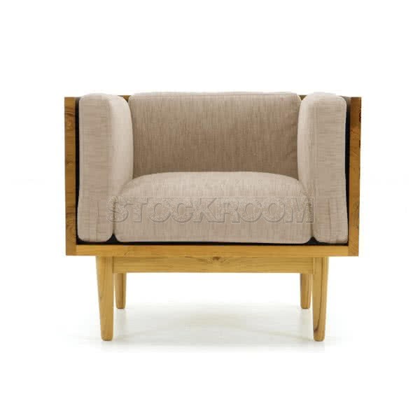 Stockroom Brentwood Fabric Solid Oak Wood Lounge Chair and Single Seater Sofa