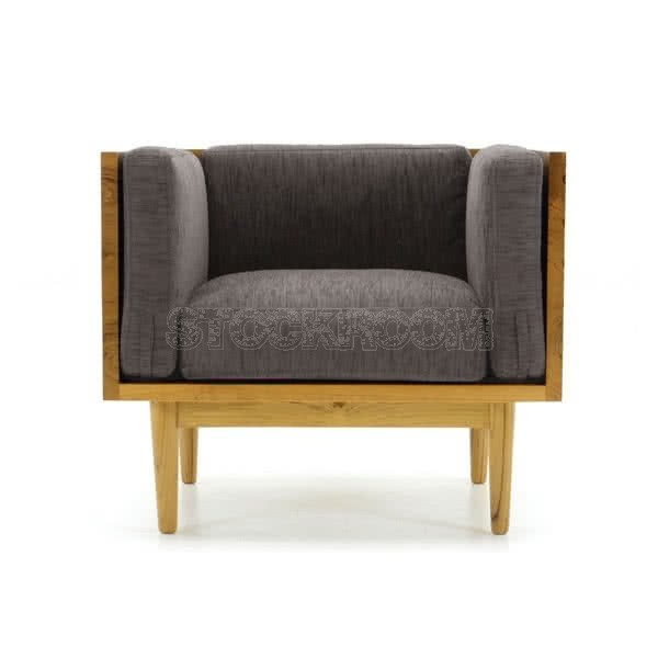 Stockroom Brentwood Fabric Solid Oak Wood Lounge Chair and Single Seater Sofa