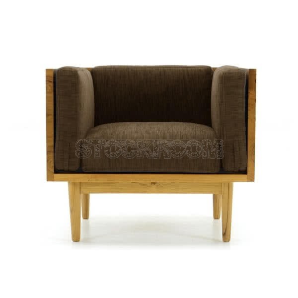 Stockroom Brentwood Fabric Solid Oak Wood Lounge Chair and Single Seater Sofa
