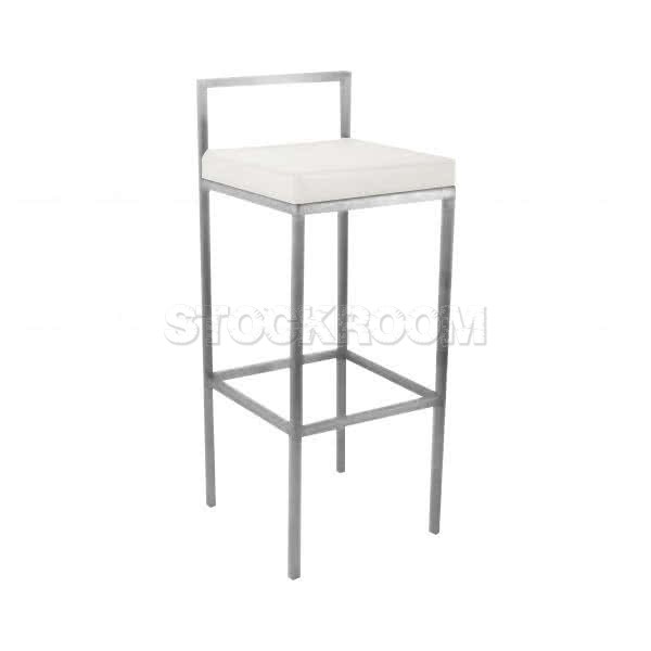 Warden Contemporary Leather Bar Stool with Steel Base