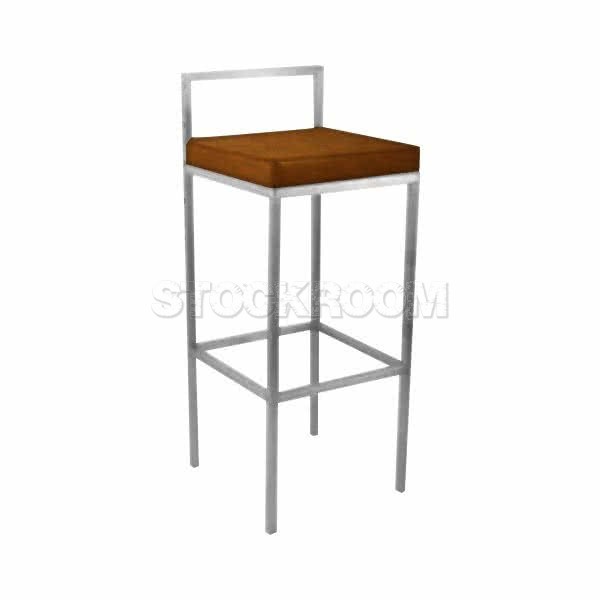 Warden Contemporary Leather Bar Stool with Steel Base