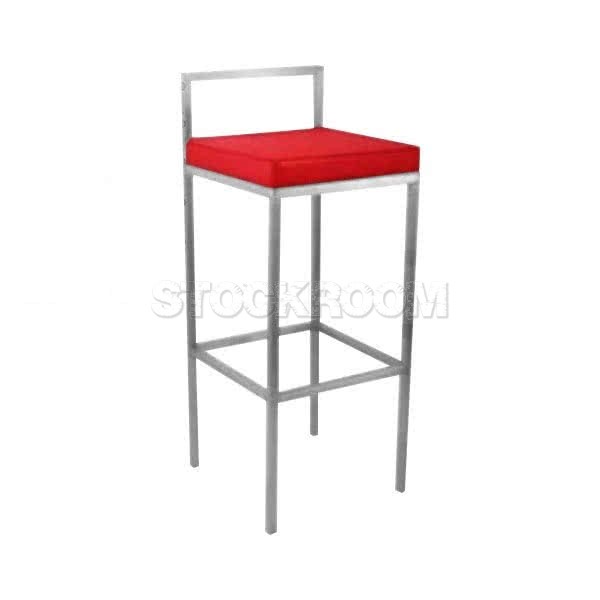 Warden Contemporary Leather Bar Stool with Steel Base