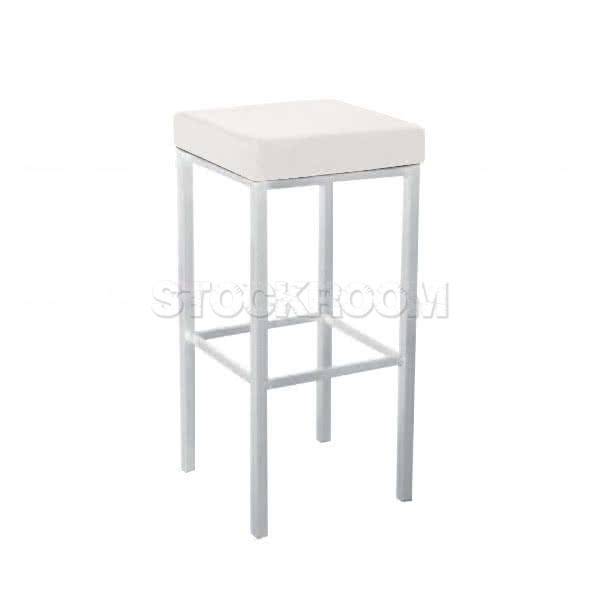 Canton Leather Bar Stool with Steel Base