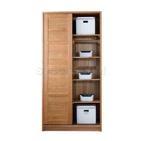 Barker Solid Oak Wood Wardrobe with Sliding Doors