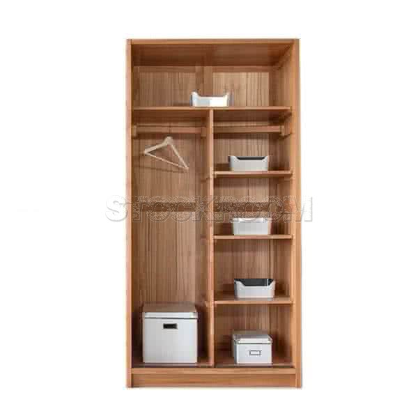 Barker Solid Oak Wood Wardrobe with Sliding Doors