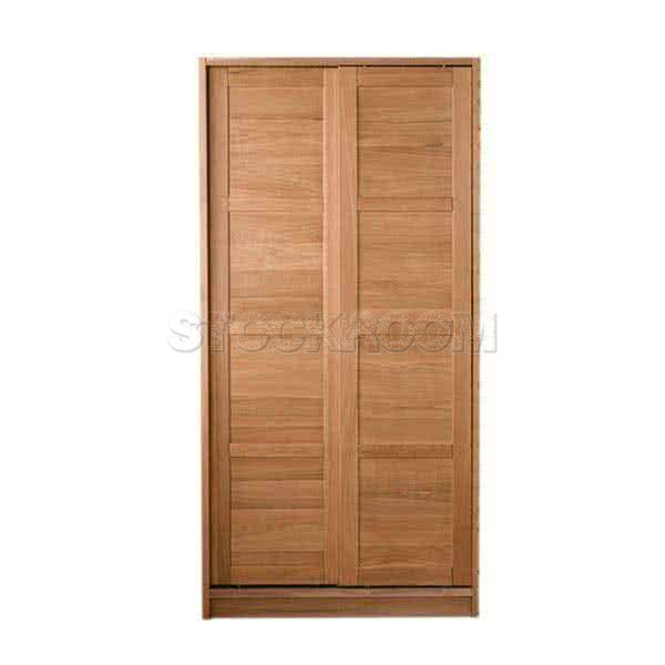 Ryder Solid Oak Wood Wardrobe with Sliding Doors