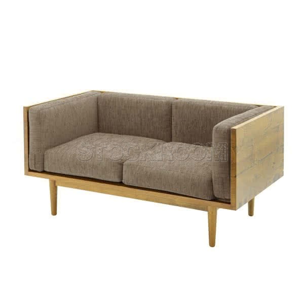 Stockroom Brentwood Fabric Solid Oak Wood Two Seater Sofa