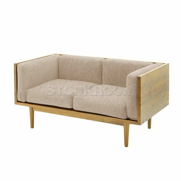 Stockroom Brentwood Fabric Solid Oak Wood Two Seater Sofa