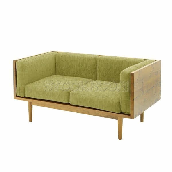 Stockroom Brentwood Fabric Solid Oak Wood Two Seater Sofa