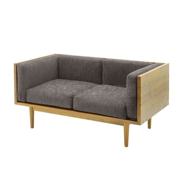 Stockroom Brentwood Fabric Solid Oak Wood Two Seater Sofa