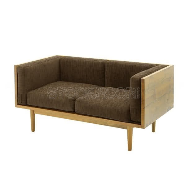Stockroom Brentwood Fabric Solid Oak Wood Two Seater Sofa