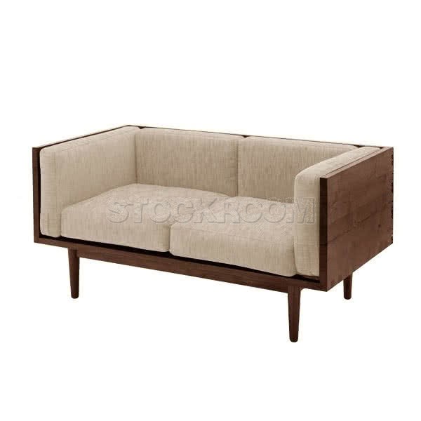Stockroom Brentwood Fabric Solid Oak Wood Two Seater Sofa