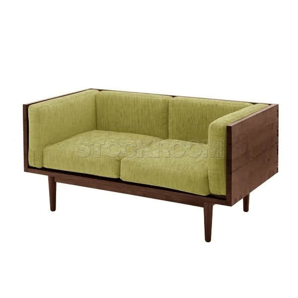 Stockroom Brentwood Fabric Solid Oak Wood Two Seater Sofa