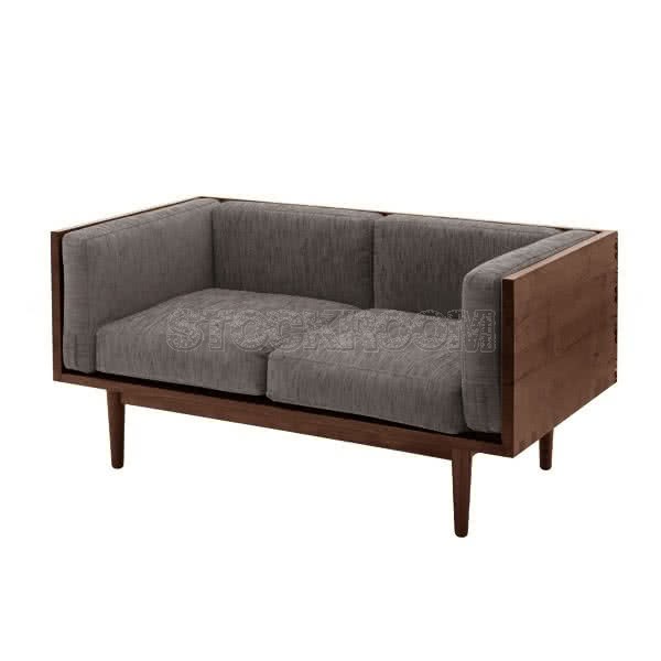 Stockroom Brentwood Fabric Solid Oak Wood Two Seater Sofa