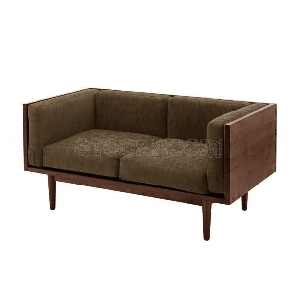 Stockroom Brentwood Fabric Solid Oak Wood Two Seater Sofa