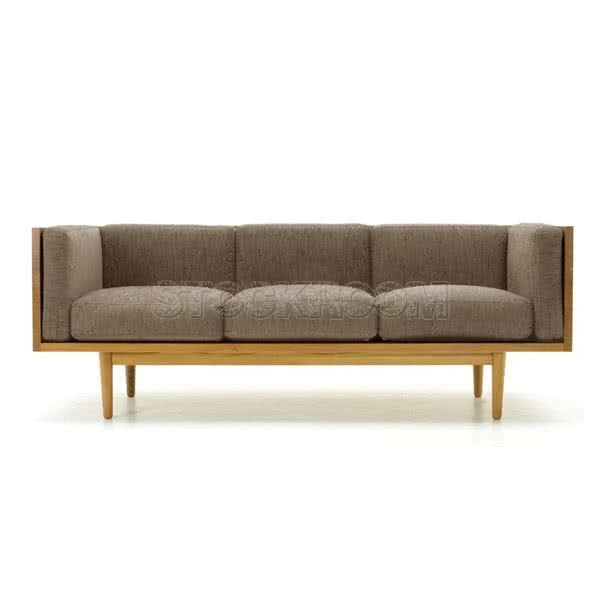 Stockroom Brentwood Fabric Solid Oak Wood Three Seater Sofa