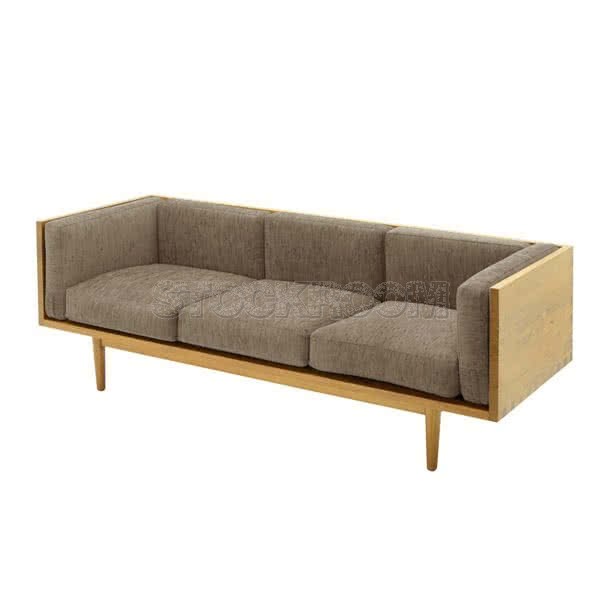 Stockroom Brentwood Fabric Solid Oak Wood Three Seater Sofa