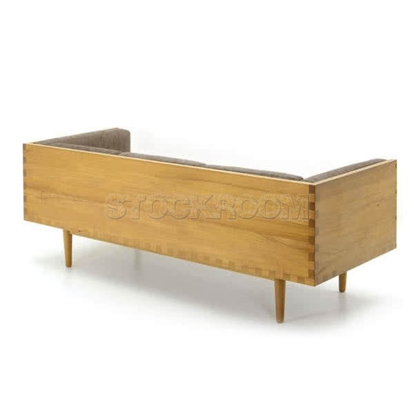 Stockroom Brentwood Fabric Solid Oak Wood Three Seater Sofa