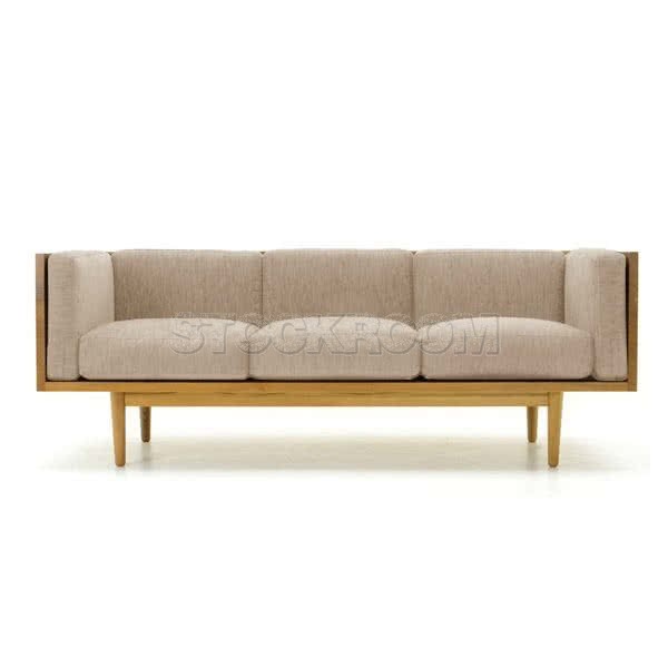 Stockroom Brentwood Fabric Solid Oak Wood Three Seater Sofa