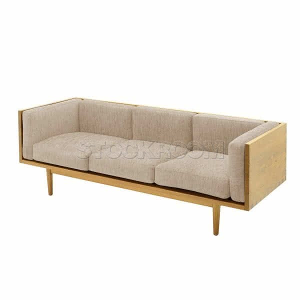 Stockroom Brentwood Fabric Solid Oak Wood Three Seater Sofa