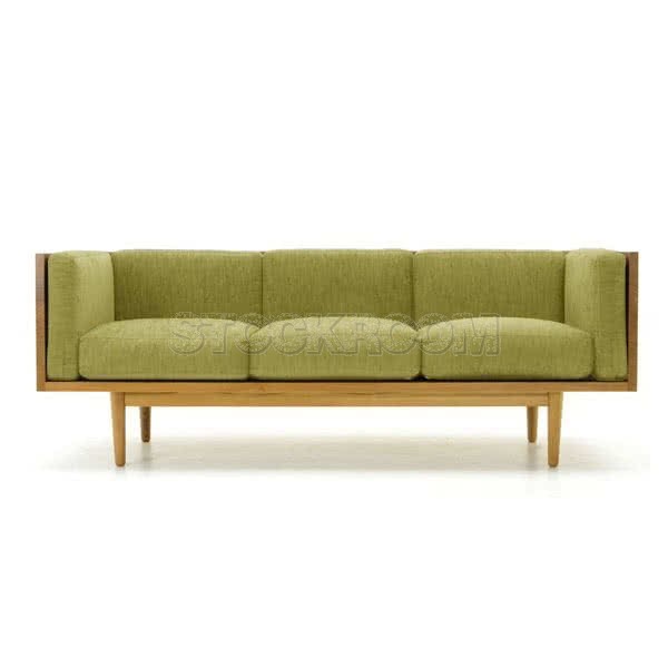 Stockroom Brentwood Fabric Solid Oak Wood Three Seater Sofa