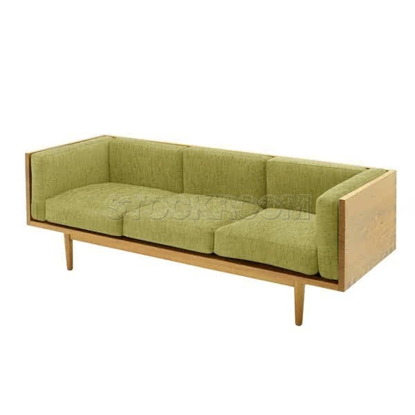 Stockroom Brentwood Fabric Solid Oak Wood Three Seater Sofa