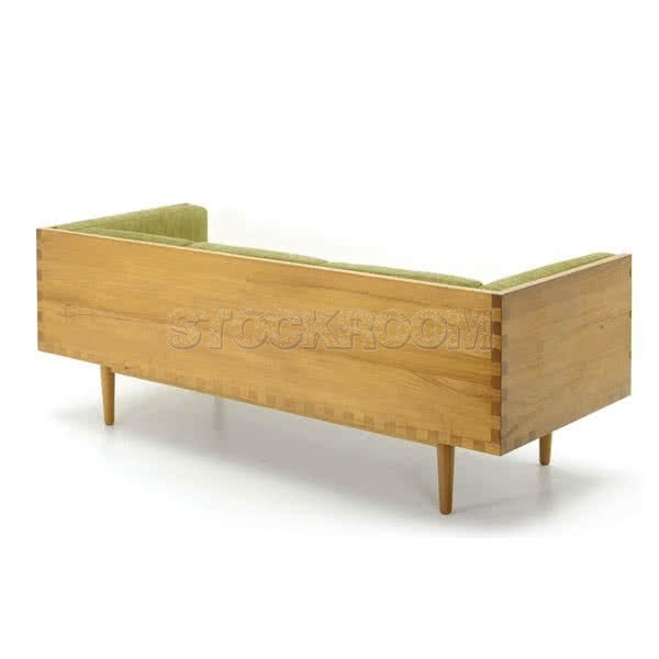 Stockroom Brentwood Fabric Solid Oak Wood Three Seater Sofa