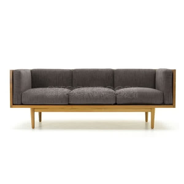 Stockroom Brentwood Fabric Solid Oak Wood Three Seater Sofa