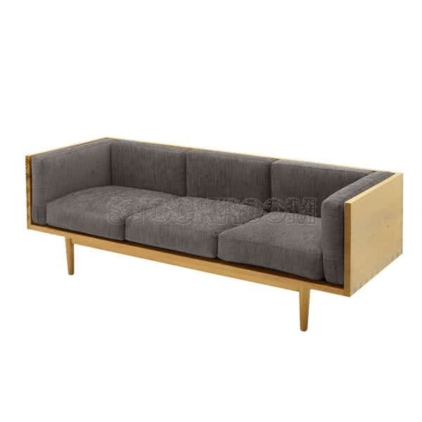 Stockroom Brentwood Fabric Solid Oak Wood Three Seater Sofa