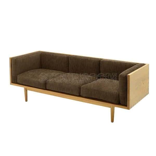 Stockroom Brentwood Fabric Solid Oak Wood Three Seater Sofa