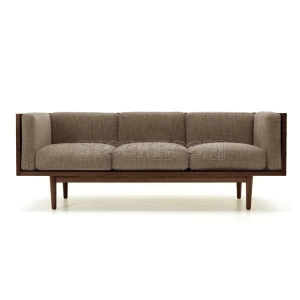 Stockroom Brentwood Fabric Solid Oak Wood Three Seater Sofa