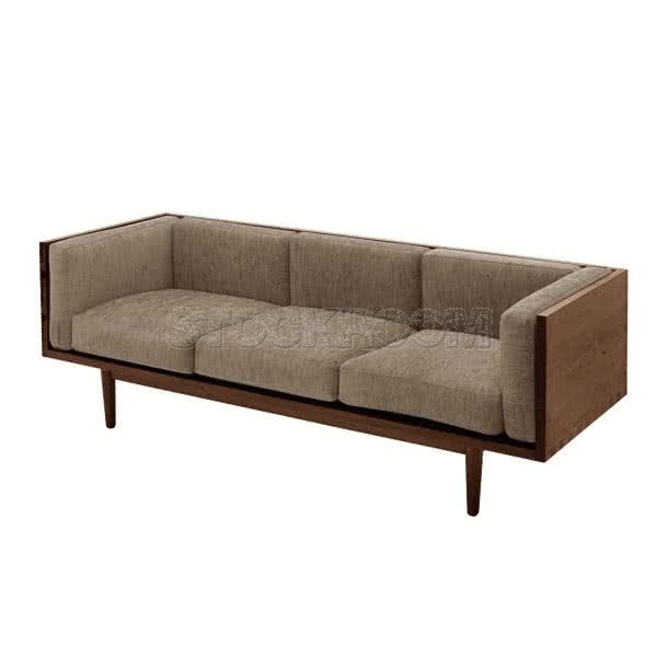 Stockroom Brentwood Fabric Solid Oak Wood Three Seater Sofa