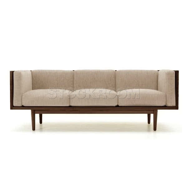 Stockroom Brentwood Fabric Solid Oak Wood Three Seater Sofa