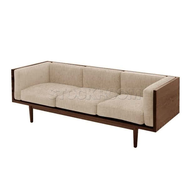 Stockroom Brentwood Fabric Solid Oak Wood Three Seater Sofa