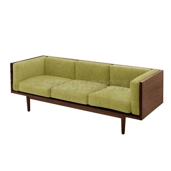 Stockroom Brentwood Fabric Solid Oak Wood Three Seater Sofa