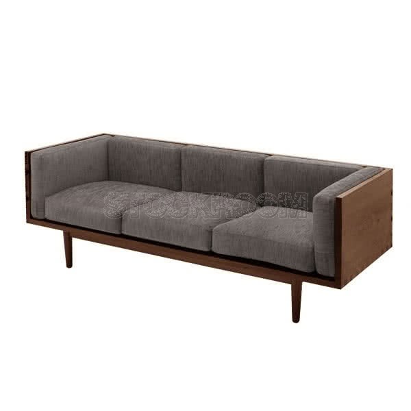 Stockroom Brentwood Fabric Solid Oak Wood Three Seater Sofa