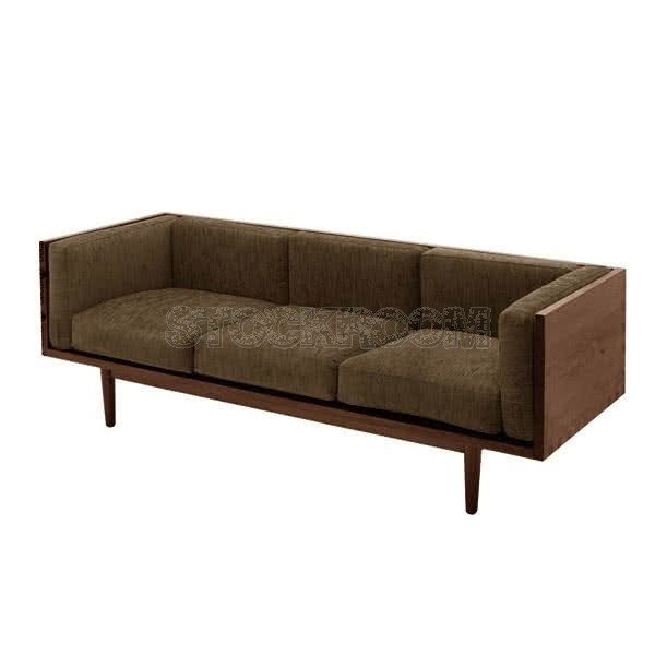 Stockroom Brentwood Fabric Solid Oak Wood Three Seater Sofa