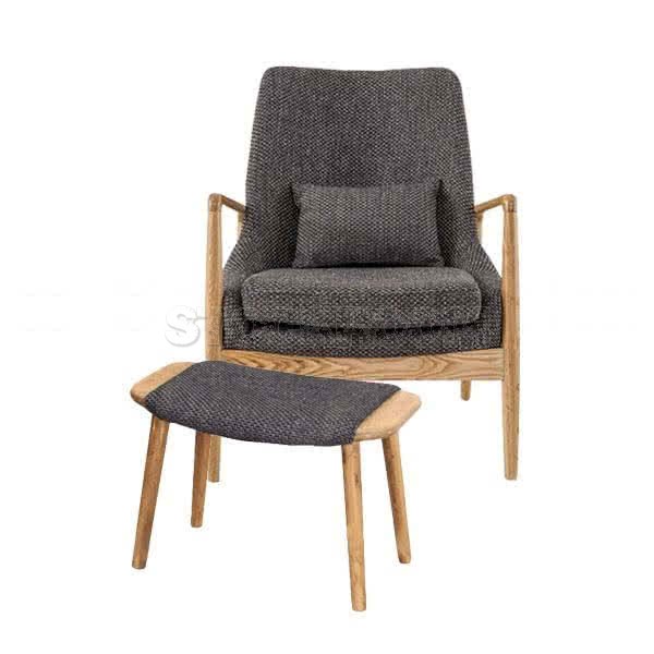 Cameron Solid Wood Upholstered Lounge Chair