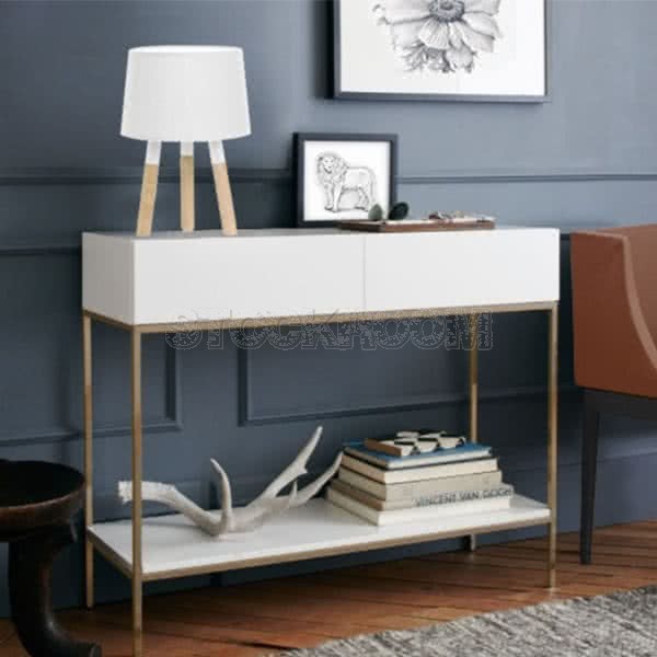 Durand Brass Detail Console Table