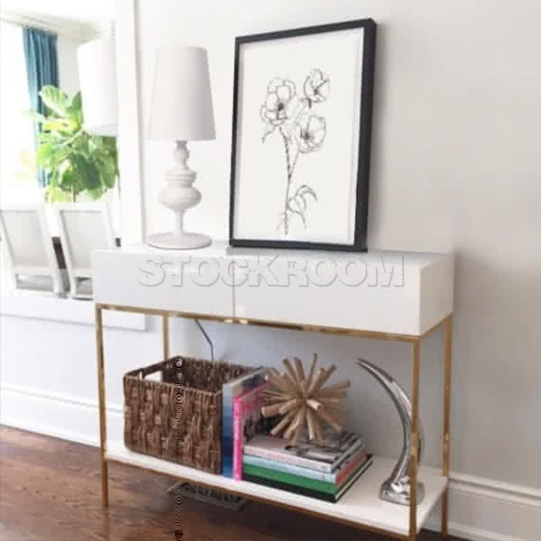 Durand Brass Detail Console Table